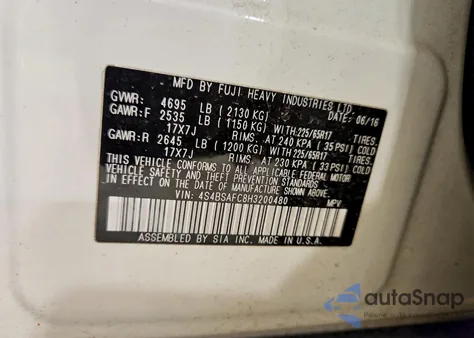 2017 Subaru Outback 2.5I Premium z USA, uszkodzony, nr VIN 4S4BSAFC8H3200480